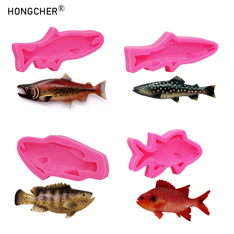 

Silicone Fish Mold - Food Safe Chocolate Candy Fondant Ice Mold Flexible Soap Candle Wax Resin Polymer Clay Mold,Fish Mold