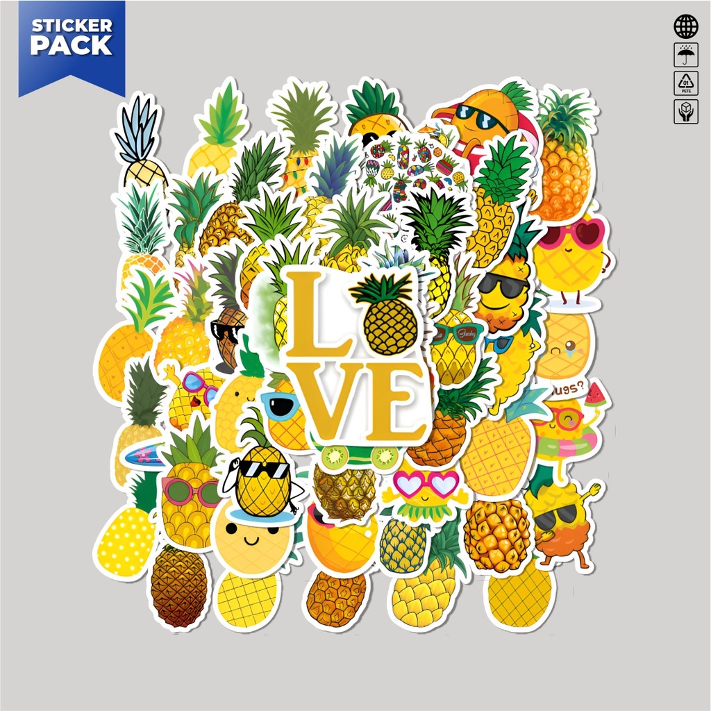 

[100PCS]Stiker Pack Stiker Cute Pinapple [Nanas] Aesthetic Vinyl Anti Air Dekorasi Sticker Laptop Buku Journal Koper Helm Casing HP Gitar Helm Skateboard