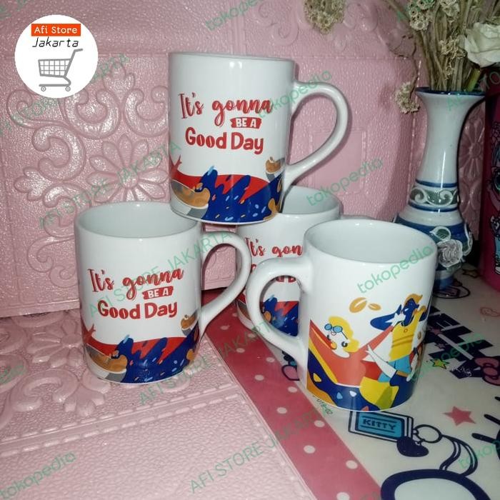 Mug keramik cangkir ABC hitam 1pc/gelas coffee /Cangkir kopi - kapal api putih