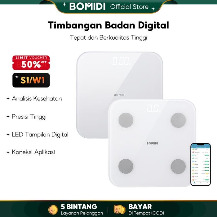 Ready Stok Bomidi Body Fat Scale S1 Timbangan Badan Smart Scale Digital Timbangan - W1+(usb)