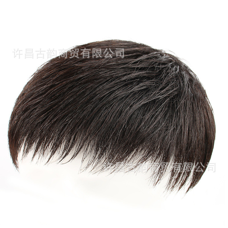 Wig Top Rambut Palsu Pria, Set Wig Tidak Terlihat Dahi Rambut Buatan Botak Mediterania Potongan Sika