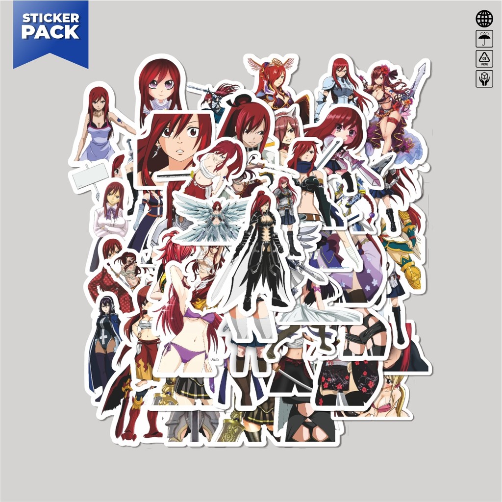 

[100PCS]Stiker Pack Stiker Anime Series Fairy Tail Character Erza Scarlet Aesthetic Vinyl Anti Air Dekorasi Sticker Laptop Buku Journal Koper Helm Casing HP Gitar Helm Skateboard