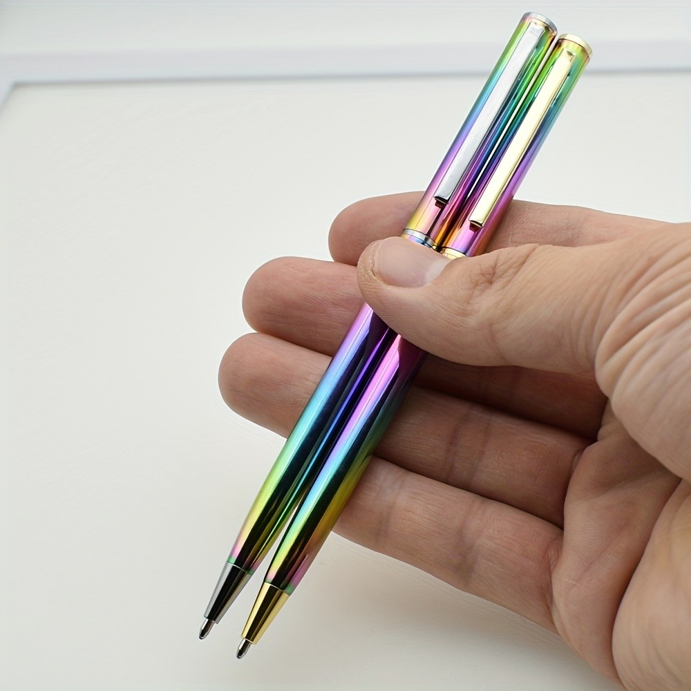 

2ps/set Colorful Metal Ballpoint Pen 0.7mm Black Ink Refill Twist to Retract Tip Ballpen Writing Materials Stationery