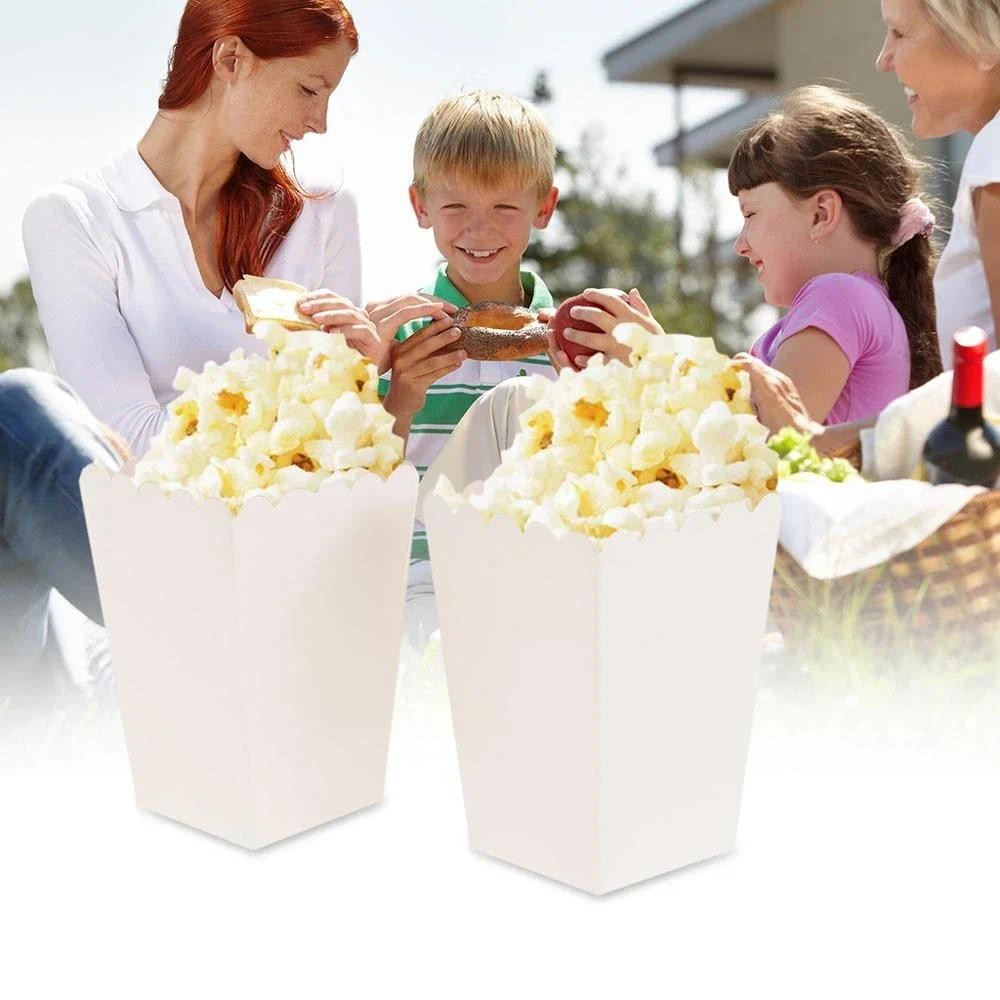 

12 Pieces Pure White Popcorn Boxes Container Birthday Movie Party Favors Favor Guests Gifts Box Treat Bags Wedding Bridal