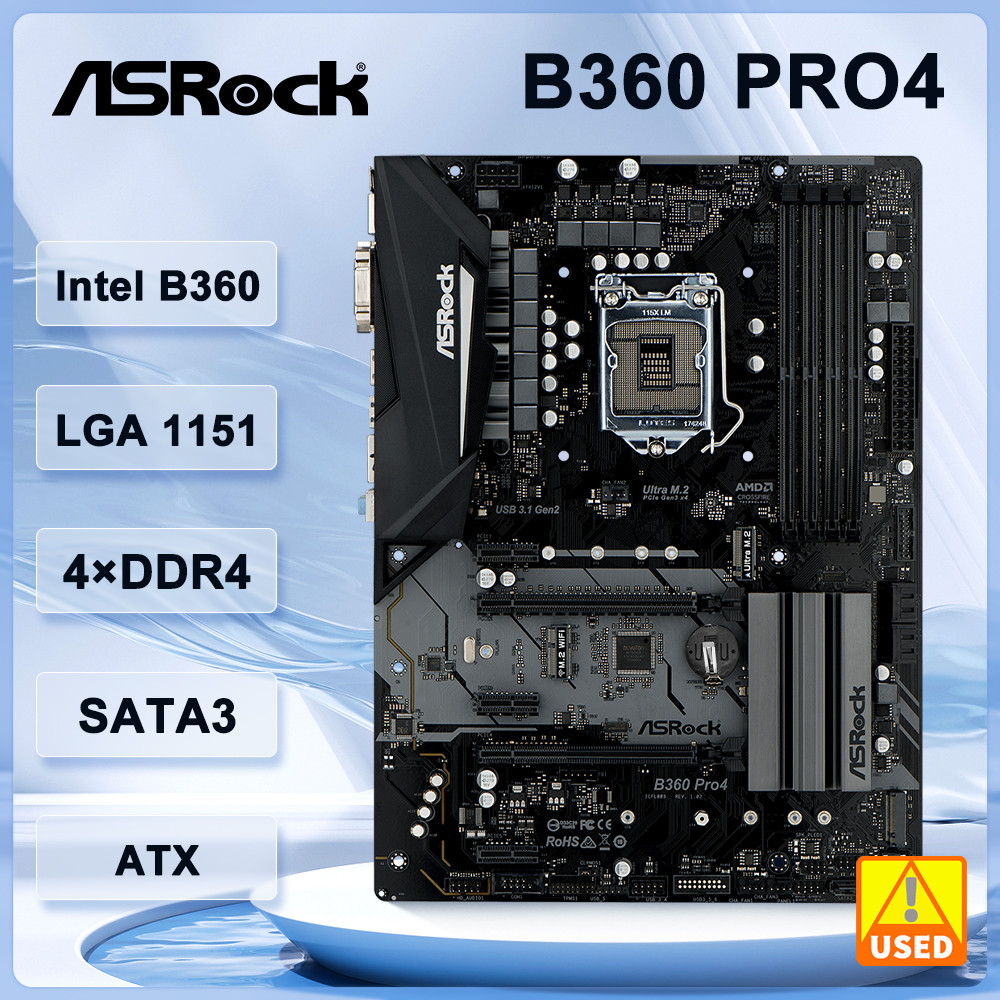 ASRock B360 Pro4 Motherboard LGA 1151 Intel B360 DDR4 64G support i7-9700F i5-9400F i5-8500 i3-9100 