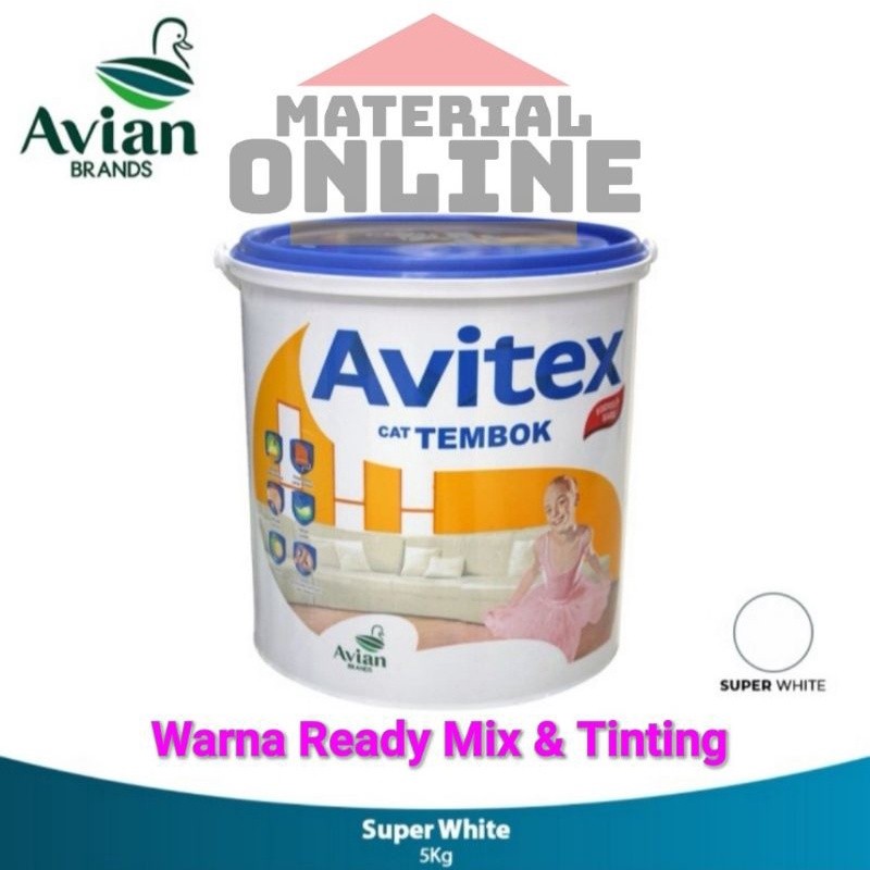 Cat Tembok AVITEX 5Kg 5 Kg Kaleng Galon SW MW Putih Tinting 170 90 Colours Base Warna 831 Light Crea