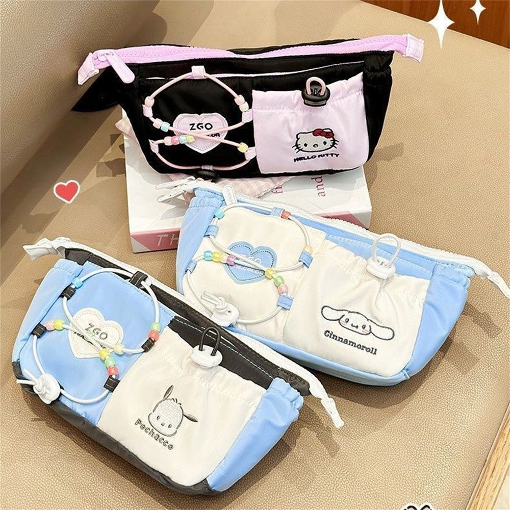 

Cute Cartoon Hellokitty Cinnamoroll Drawstring Pencil Case Kawaii Pochacco Large Capacity Storage Student Stationery Pencil Bag