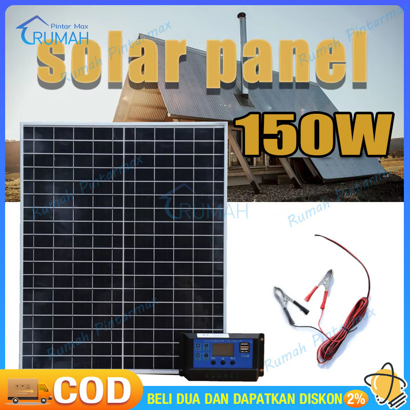 Solar Panel 150W Panel Surya Solar Charge Controller LED Display Solar PWM 12V/24V 10A 20A 30A 50A 6