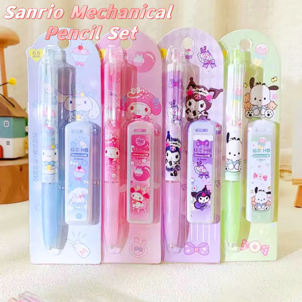 

Anime Sanrio Mechanical Pencil Set Cute Melody Kuromi Cinnamoroll Pochacco Cartoon 0.5mm Press Pencils Students Stationery Gifts