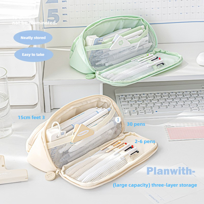 

Wenwen Triangle Pencil Case Large Capacity Multifunctional Stationery Bag pencil cases kawaii bag