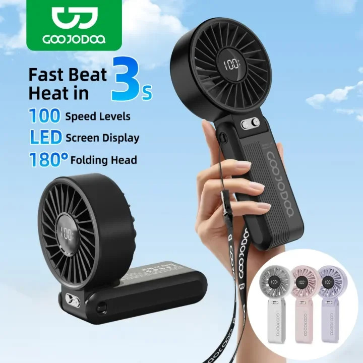 

GOOJODOQ High Speed 4000mAh Mini kipas Handheld Mini Fan Air flow 100 Gear kipas angin Stepless Speed Adjustment Dapat Dilipat Kipas