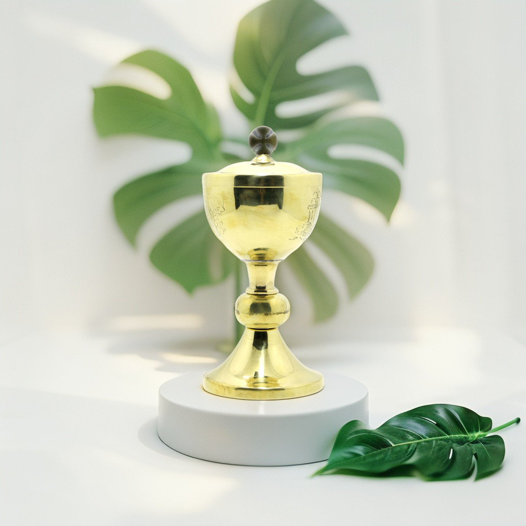 SIBORI KATOLIK / TEMPAT HOSTI KATOLIK / PERALATAN MISA KATOLIK / SIBORI KUNINGAN