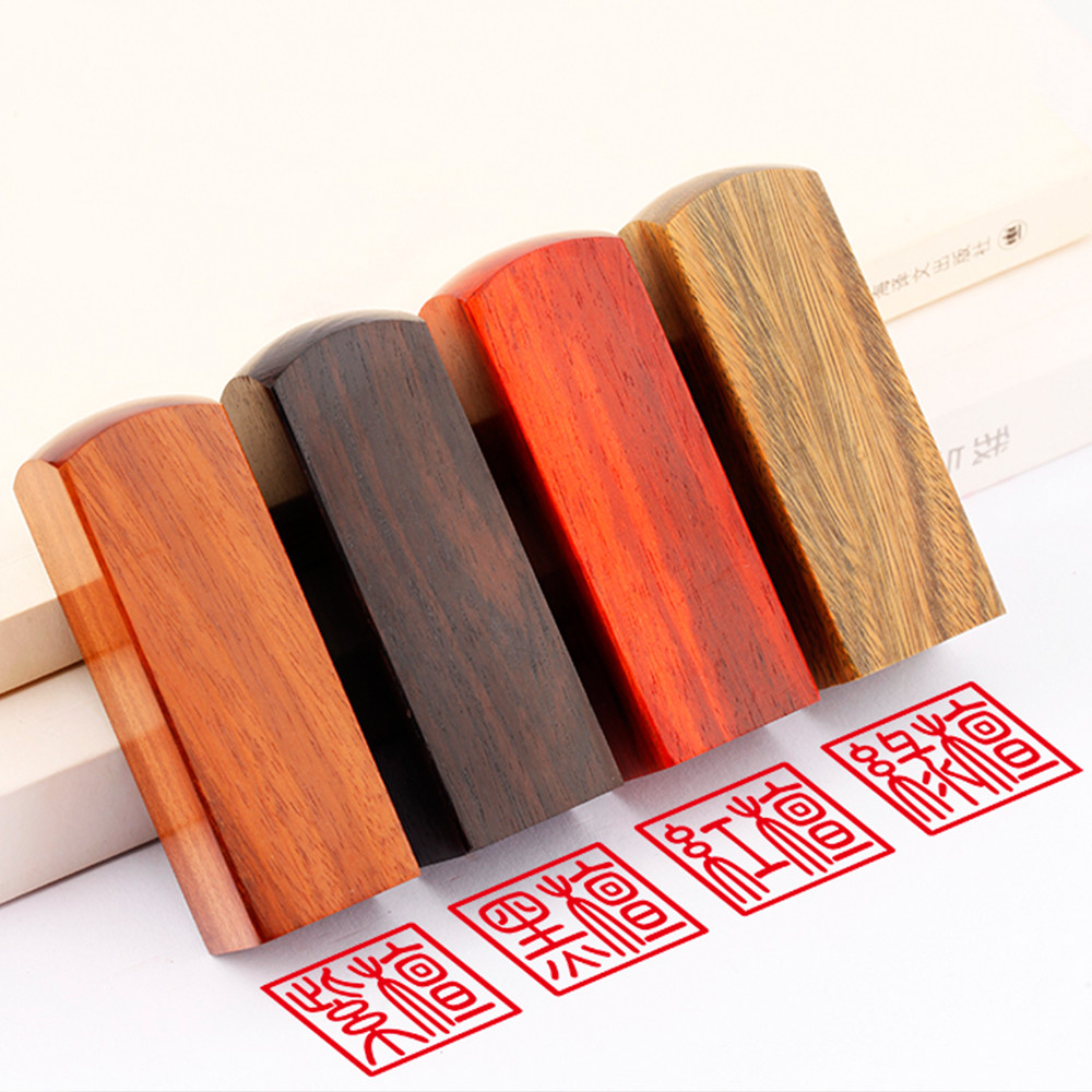 

Natural Solid Wood Name Stamp Calligraphy Stamping Square Custom Stamp For Teacher Friend Gift Chinese English Name Seal