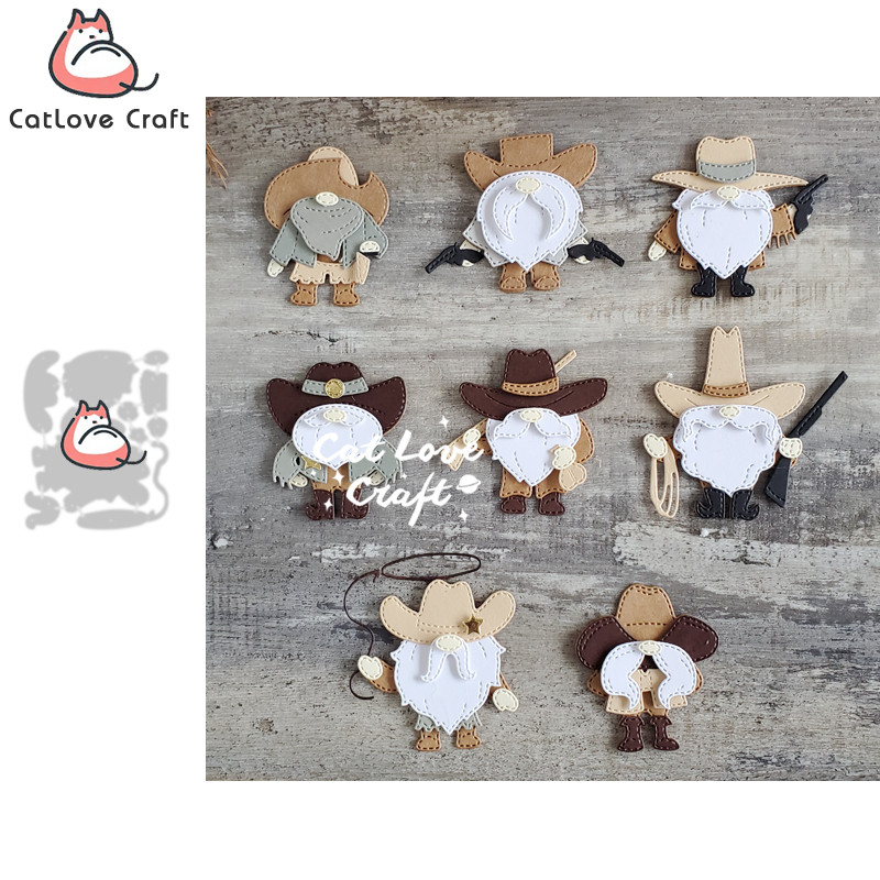 

Catlove Cowboy Gnome Metal Cutting Dies Scrapbooking Mold Knife Stencil Die Cuts Card Making DIY Craft Embossing New Dies For