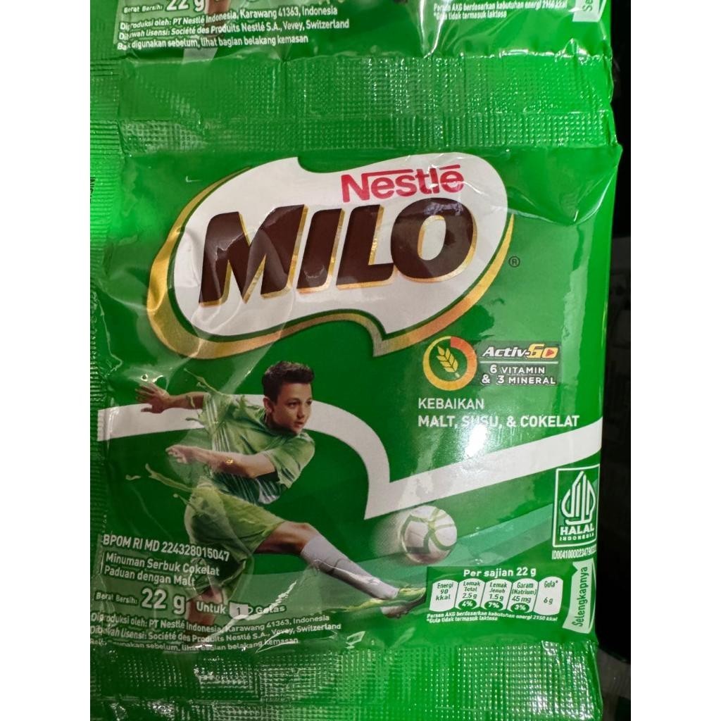 

Milo Sachet 22 gram @ 1renteng = 10 sachet
