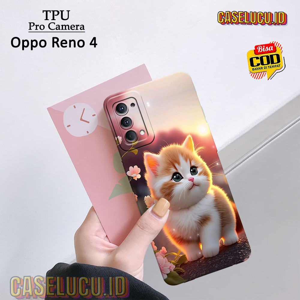 Casing Hp Oppo Reno 4 Terbaru - Fashion Case Kucing - Case Oppo Reno 4 - Soft Case Hp Oppo Reno 4 - 