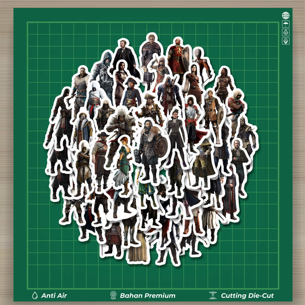 

HOT 50 PCS STIKER Game Series Assasin's Creed Universe Mix 4 Fashion Cars Decal Dingin Kartu Album Custom Vinyl Anti Air- Sticker Aesthetic Buku Journal Koper Casing HP Tablet Laptop Helm Motor Botol Minum