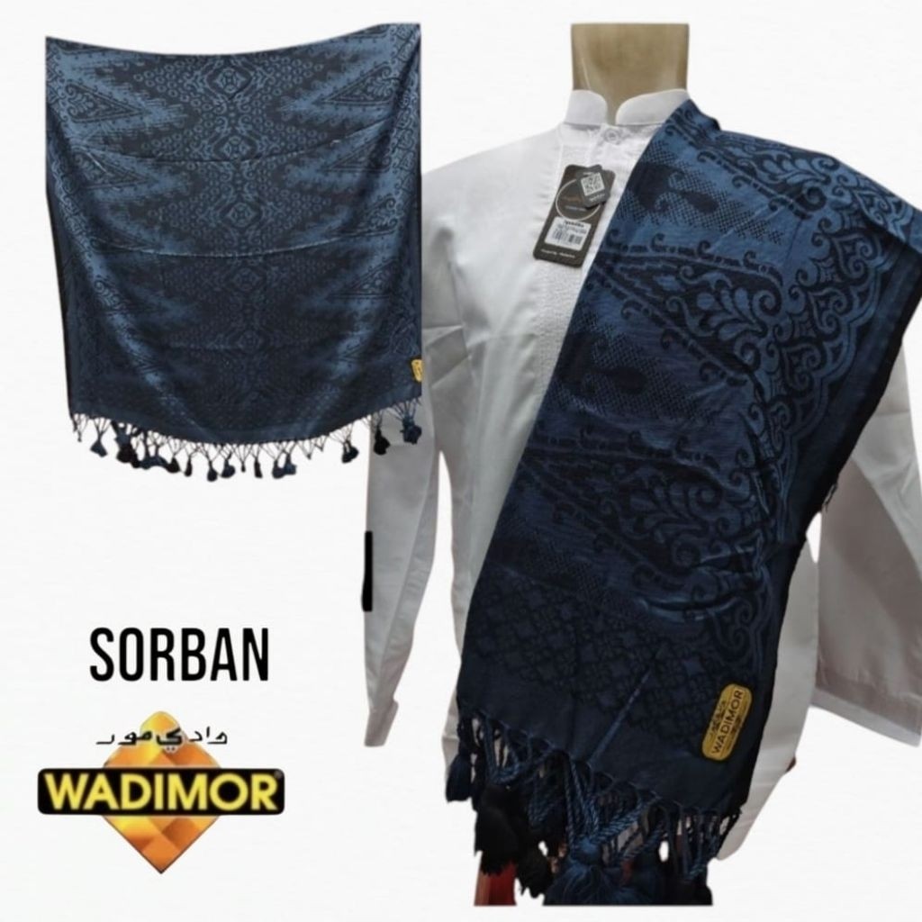 SORBAN WADIMOR JAGUARD SORBAN WADIMOR BAHAN KATUN MOTIF JAGUARD PREMIUM