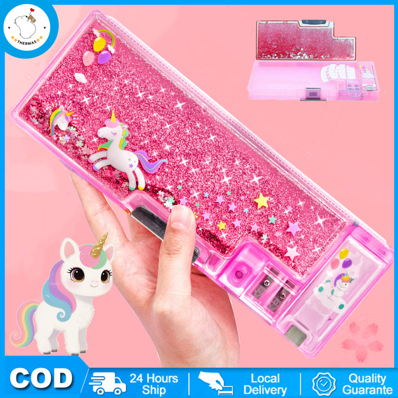 

Kotak Pensil Pasir Kapasitas Besar Dua Sisi Multifungsi Dengan Rautan Pensil / Pasir Apung + Kotak Pensil Glitter / Tempat Penyimpanan Penghapus / Tempat Pensil