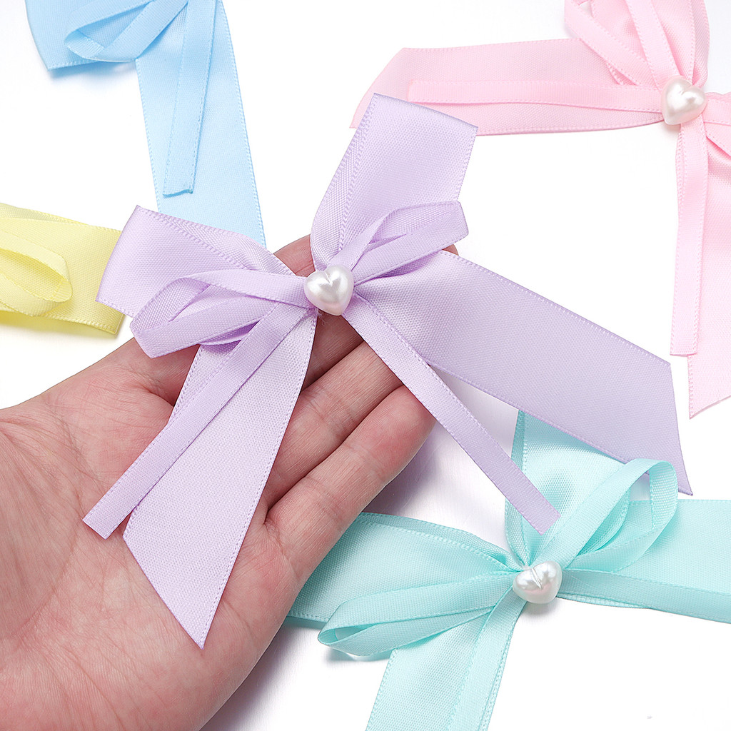 

10pcs/pack Color Ribbon Bows 9.5-11.5cm Satin Ribbon Bowknot Flower for DIY Handwork Crafts Wedding Party Decoration Supplies