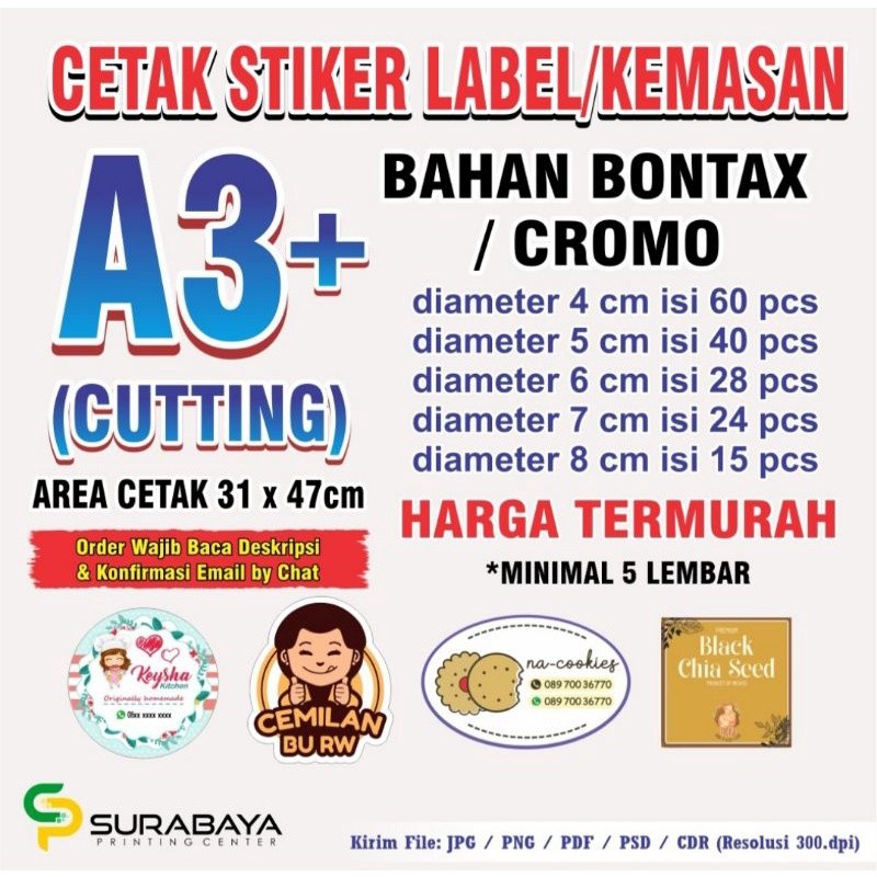

CETAK STIKER A3+ CHROMO + CUTTING TERMURAH BERKUALITAS