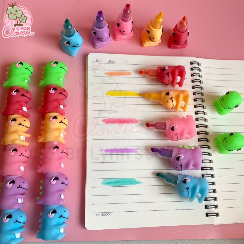 

(RNL) HIGHLIGHTER SET DINO IN BOX stationary anak cowo unik alat tulis warna set
