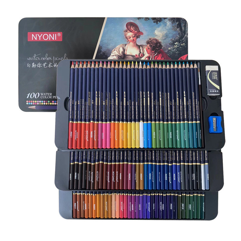

NYONI Professional Watercolor Color Pencil Set Iron Box Colour Art Pencils for Drawing Water Color Aquarel Lapices De Colores