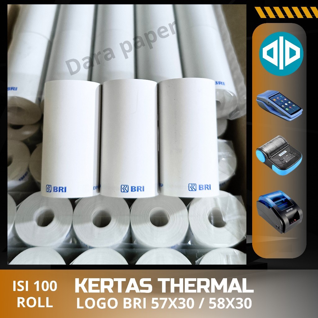 

100 ROLL KERTAS THERMAL LOGO BRI 57X30 / 58X30