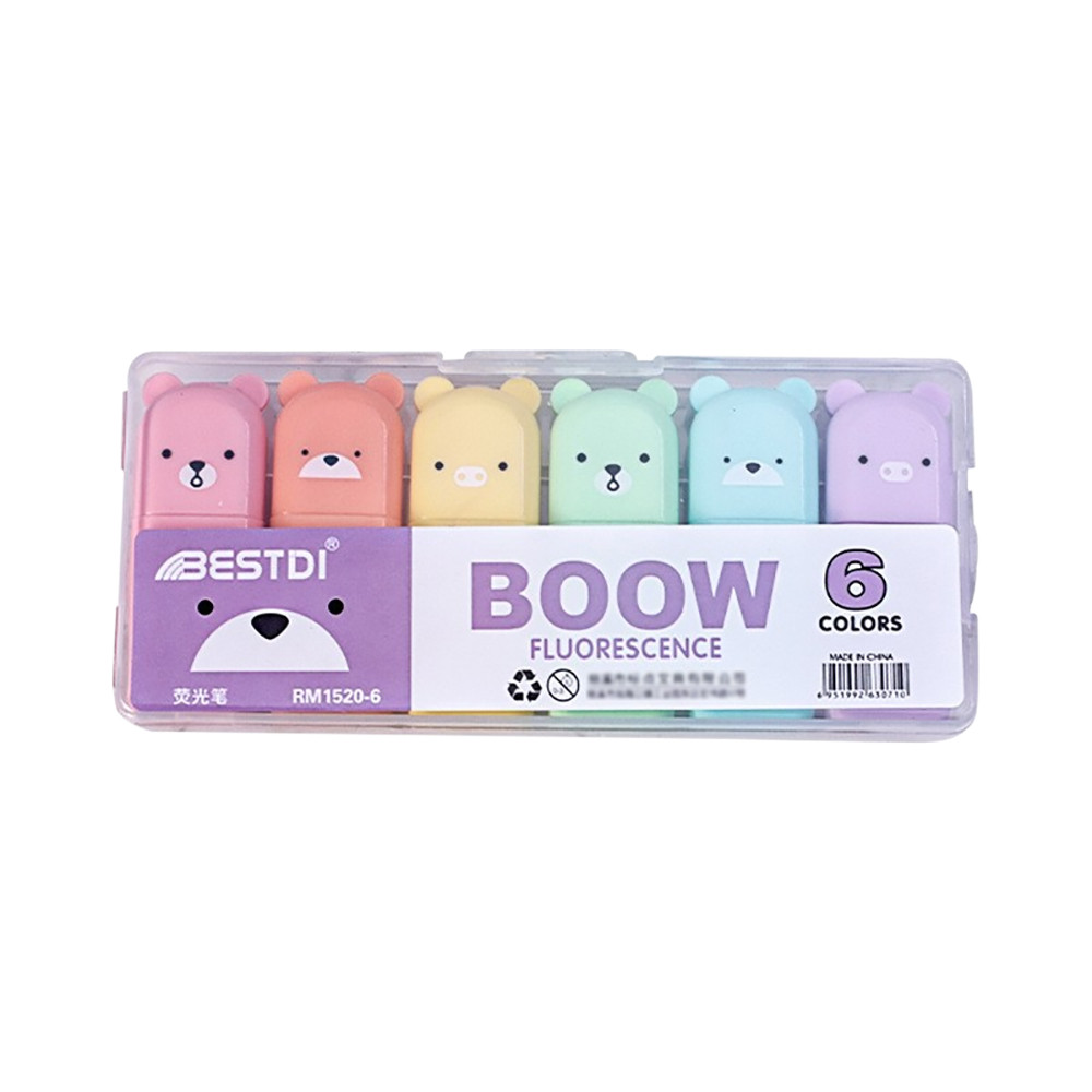 

4/5/6 Pcs Kawaii Bear Highlighter Pens Cute Stationery Markers Oblique Tip Candy Color Fluorescent Pastel Pen School Supplies