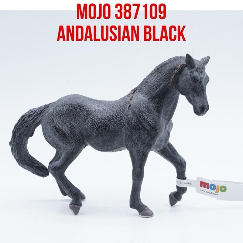 MOJO 387109 Andalusian Black Horse Kuda Jantan Andalusia Equus caballus Mainan Binatang Miniature He