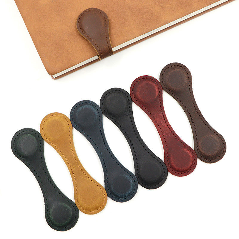 

1pc Magnetic Design Book Marker Clips PU Leather Bookmarks Book Decoration Hand Stitched Reading Markers For Readers