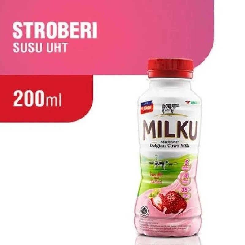 

[per botol] Milku Susu UHT strawberry 200 ml 200ml