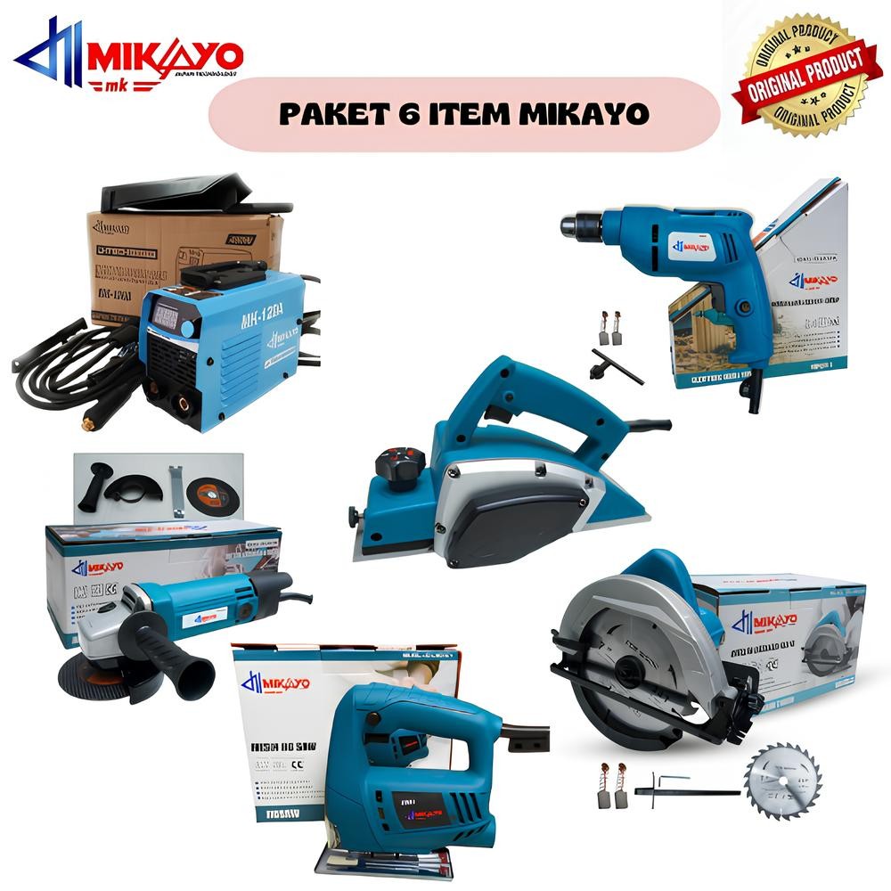 Paket ( 5 ) Item - Mikayo Mesin Las + MIKAYO Mesin Bor & Gerinda Set + MIKAYO Jig Saw + MIKAYO Impac