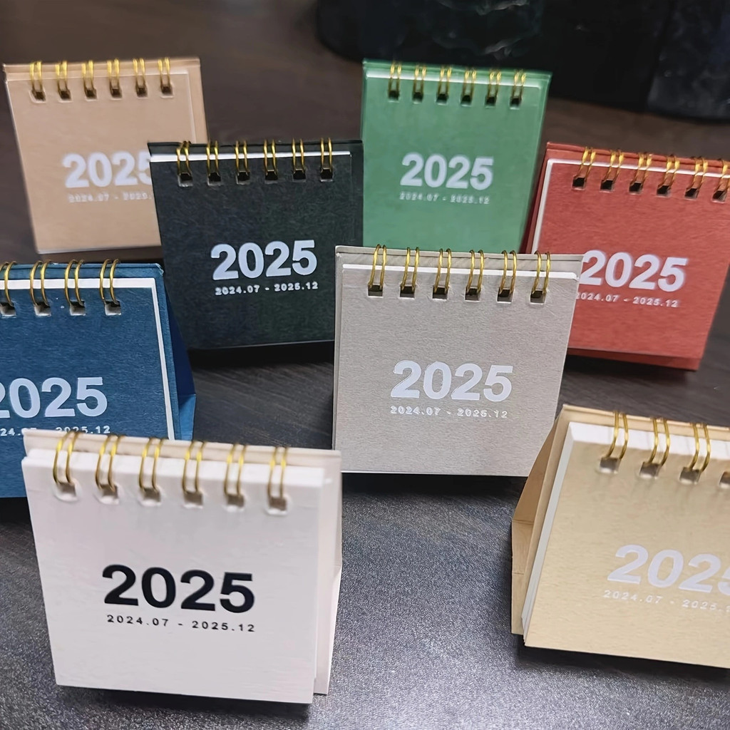 

2024-2025 Simple solid color Mini Desktop Paper Calendar Dual Daily Scheduler Table Planner Yearly Agenda Organizer