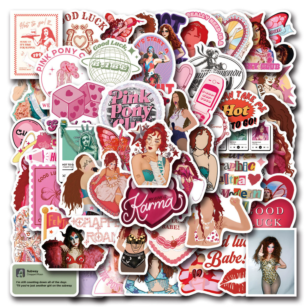

55Pcs Chappell Roan Stickers GOOD LUCK BABE DIY Stickers Scrapbooking Phone Luggage Skateboard Waterproof Decals