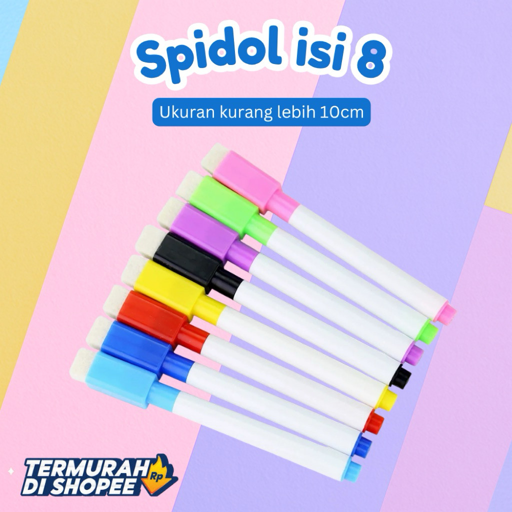 

8pcs SPIDOL WIPECLEAN/ spidol papan tulis bisa hapus isi 8, PIKIDO