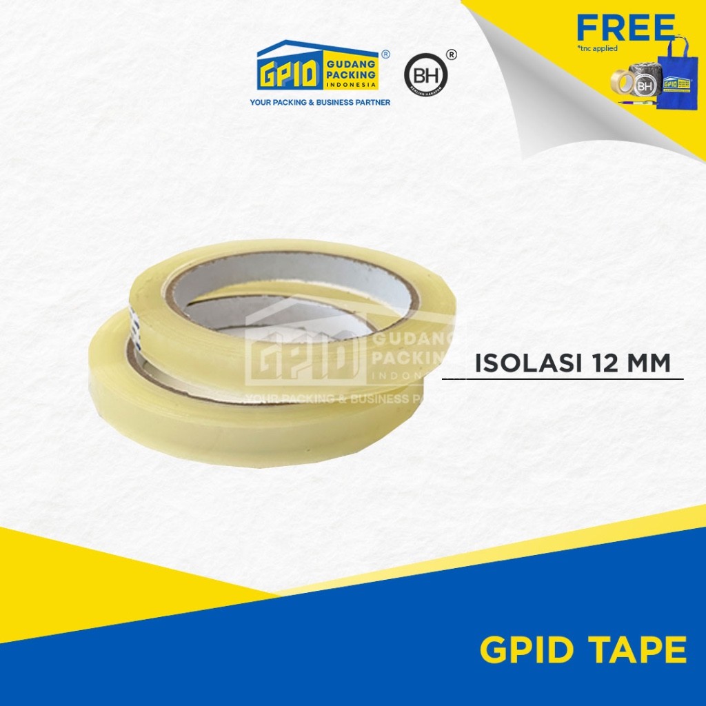 

GPID TAPE - Isolasi / Selotip 1/2 inch/ 12mm