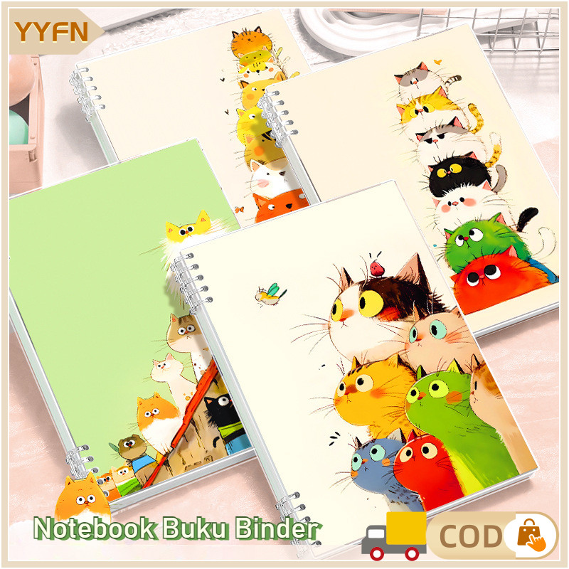 

A5 B5 Buku Catatan Binder Kucing Kartun/Tulis Sekolah Notebook Aesthetic/Notebook Buku Binder