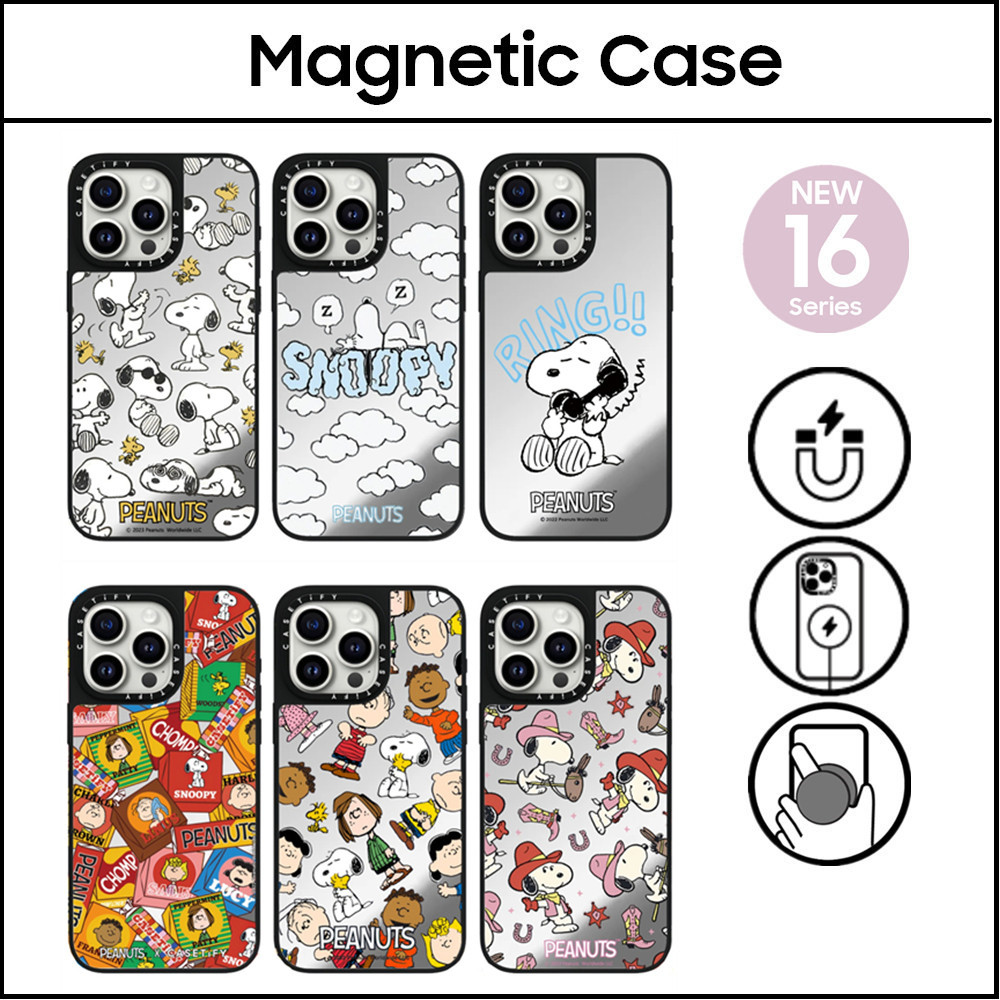 CASETiFY Case Peanuts Snoopy New World 75th Anniversary Hard Mirror Magnetic Case Cover for IPhone 1
