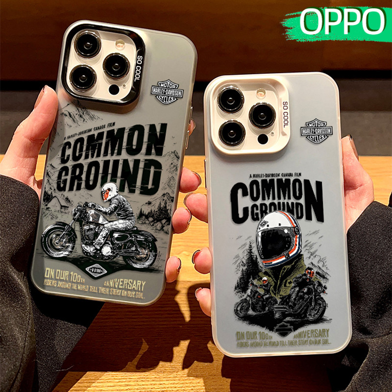 Keren Motorcycle Glossy Hologram PC Case OPPO A18 A57 A16 A15 A17 A60 A3x A3s A5s A54 A53 A12 A31 A5