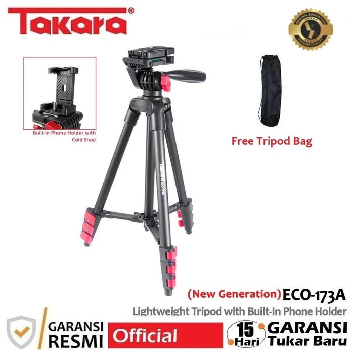 Hot Produk Takara ECO-173A New Generation Tripod Kamera HP DSLR with Phone Holder - Tripod Only  Ter