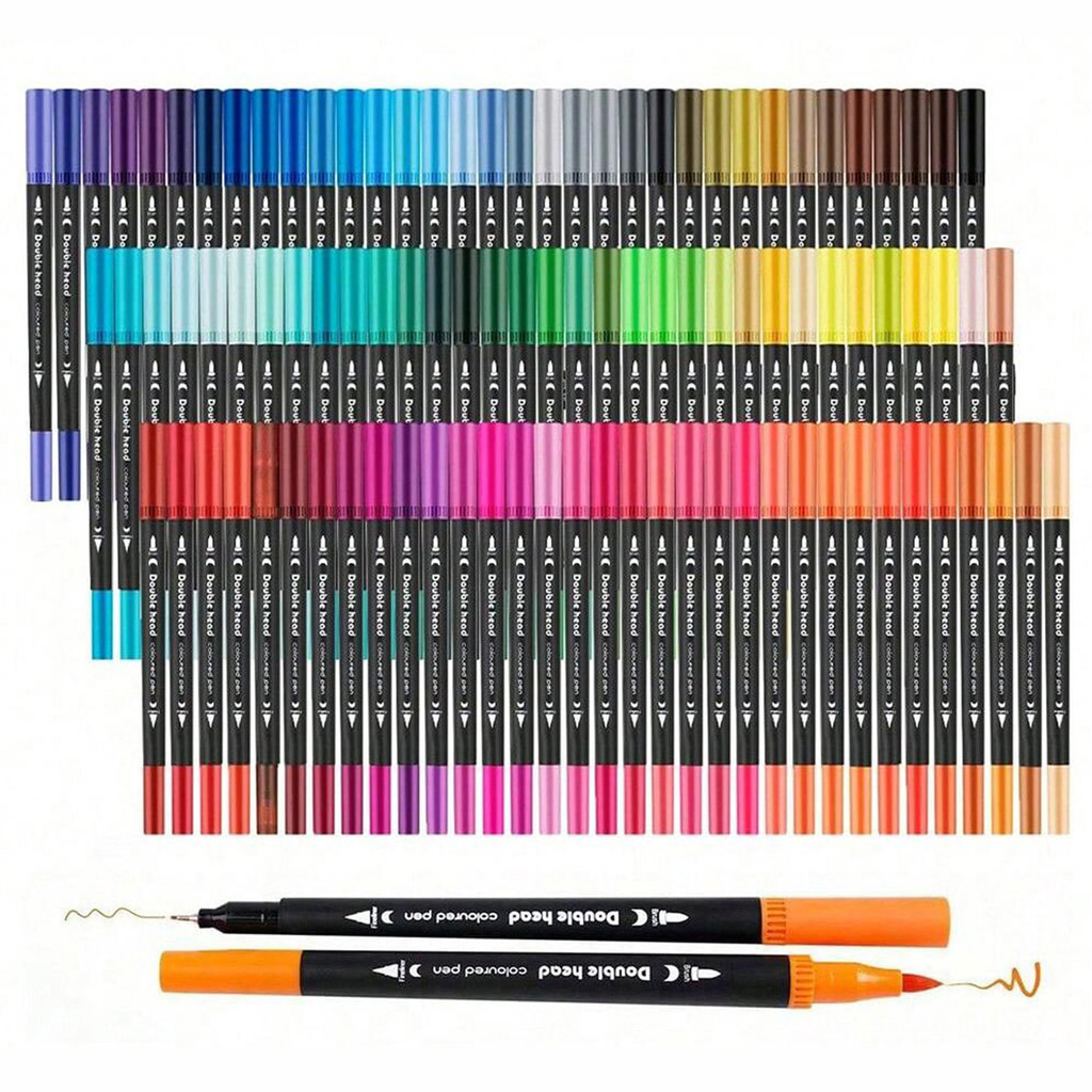 

12/24/36/60/80/100/120 Colors Dual Markers Brush Pen Fine Double Tip Art Marker Coloring Hand Lettering Drawing School Supplied