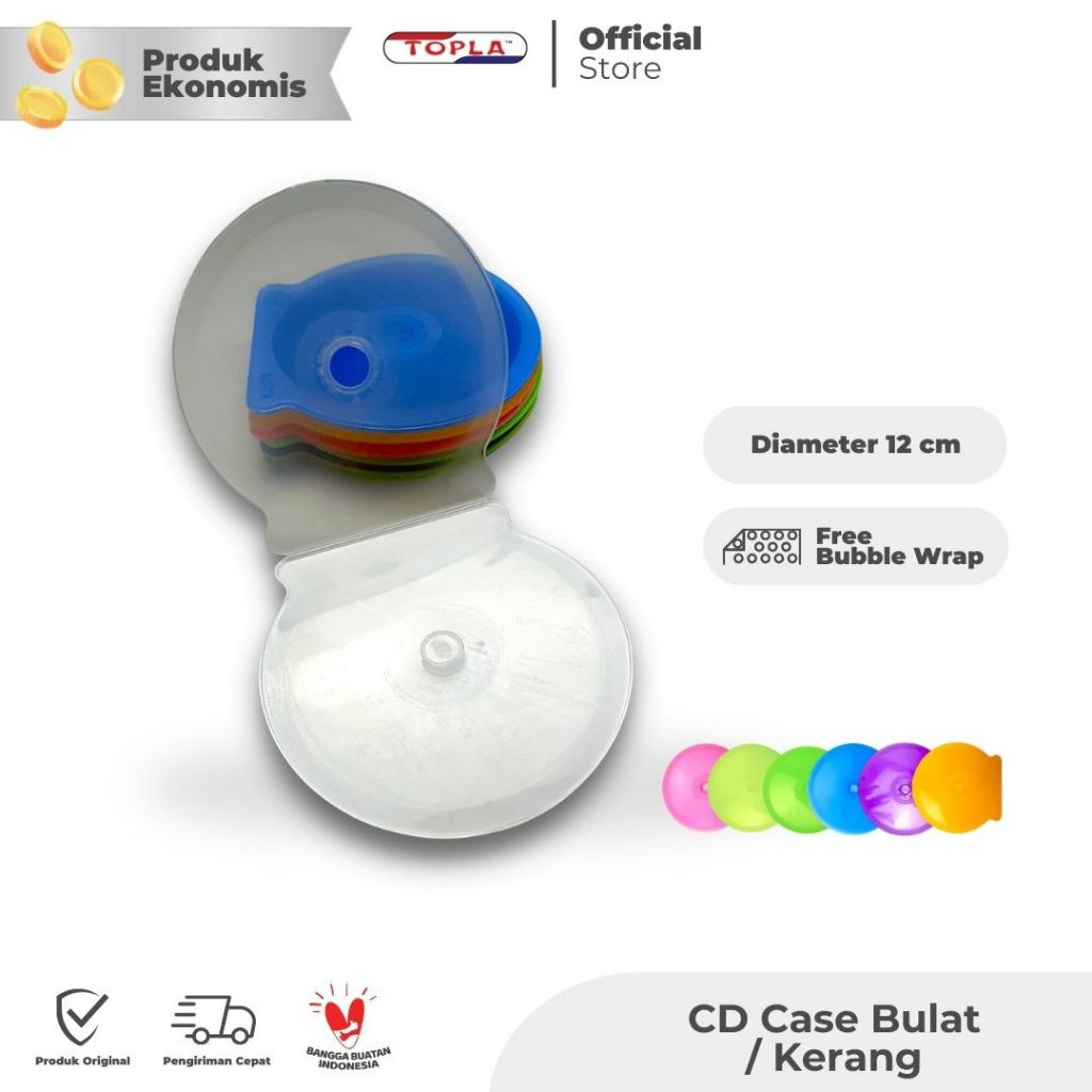 

TOPLA CD Case Bulat / Kerang Tempat Kaset Bening Kotak Mika