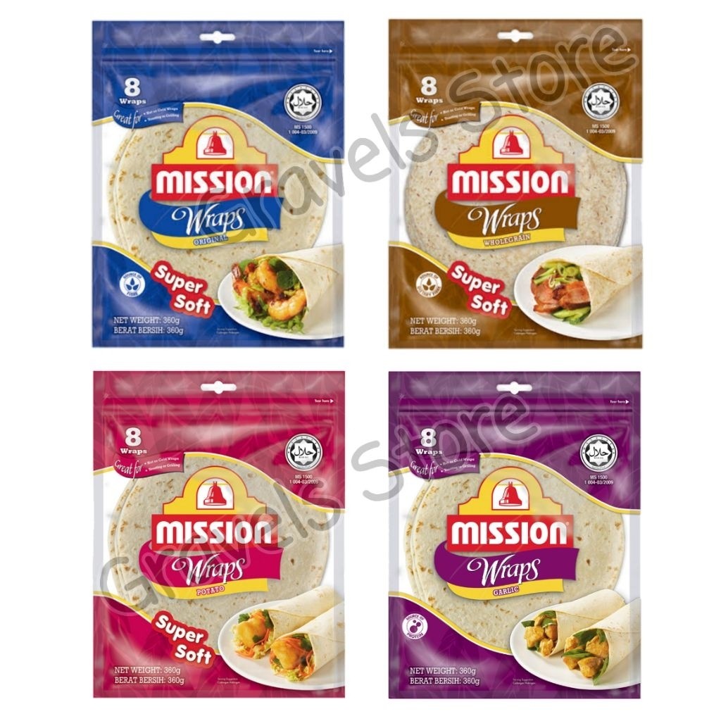 

[HALAL] Mission Wraps Original Super Soft / Tortilla Wraps / Kulit Kebab - Garlic / Whole Grain / Potato