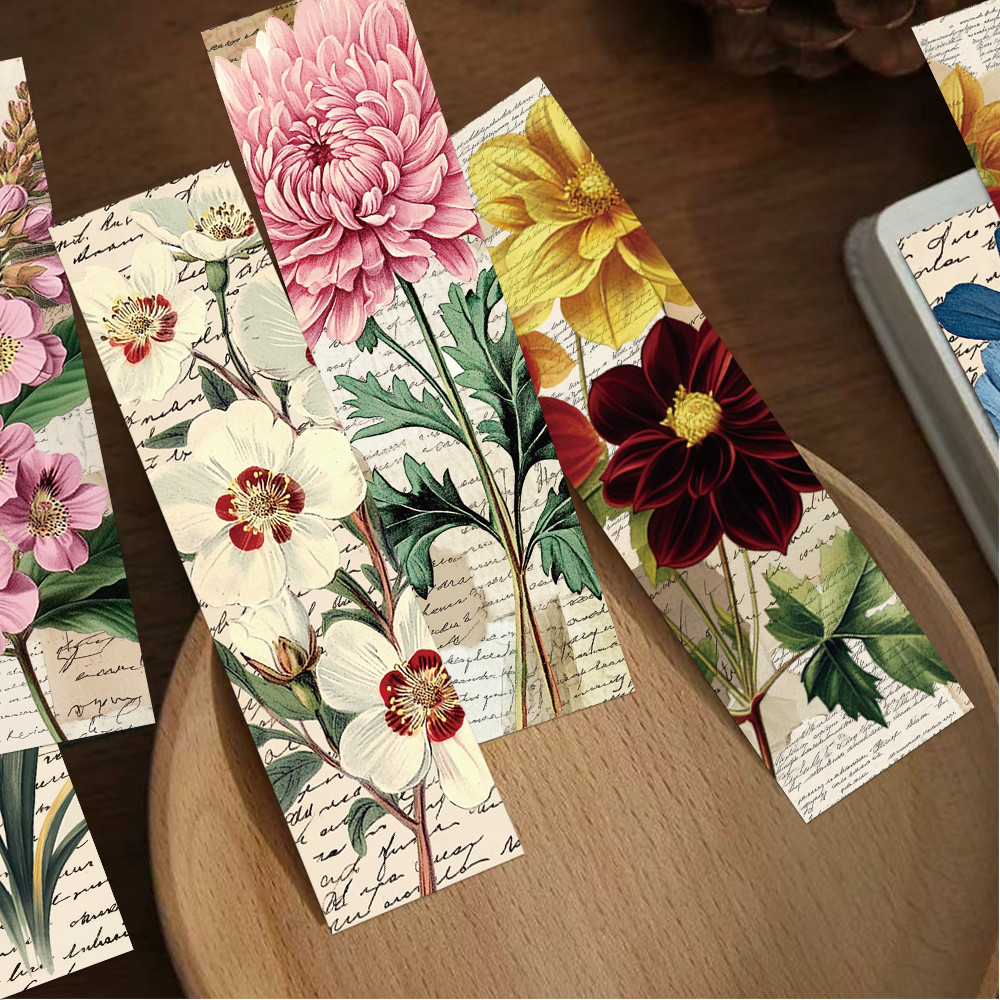 

30pcs vintage floral bookmarks student stationery office supplies reading books labeling cards gift message card bookmarks