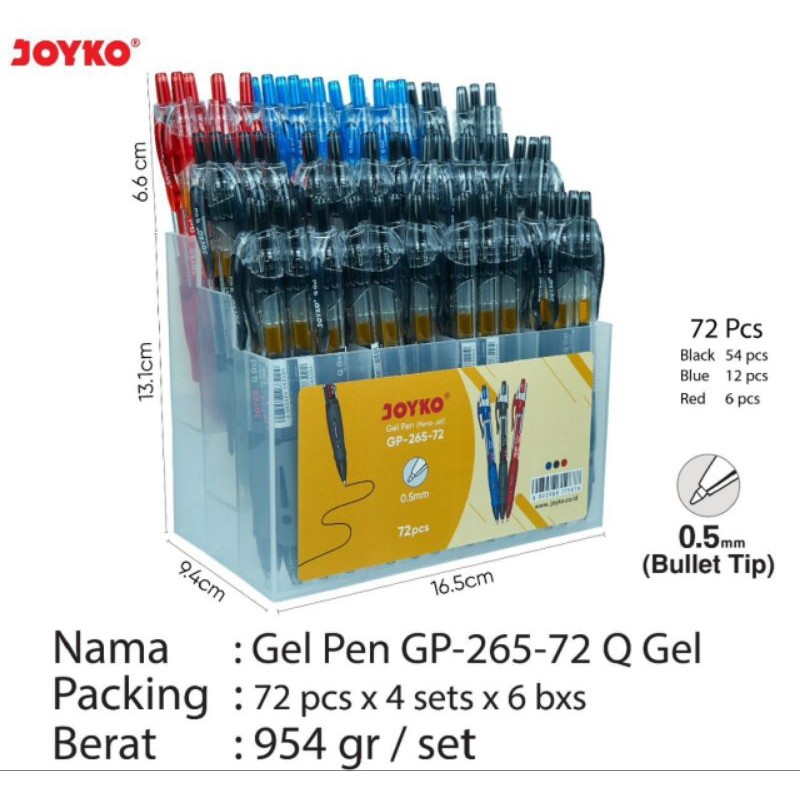 

Pulpen Gel Joyko Gp-265-72 Q gel ( 1pak/72pcs )