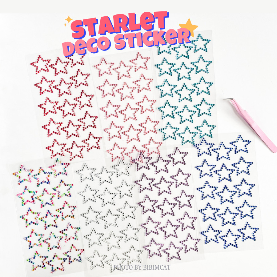 

Bibimcat Starlet Sticker Jewel Y2K Bentuk Bintang Warna - Stiker Deco Permata Mutiara Timbul