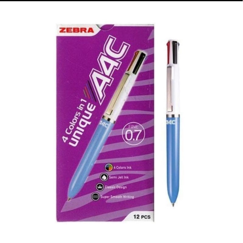 

Pulpen 4 warna Zebra A4C 0.7mm ( 1pak/12pcs )