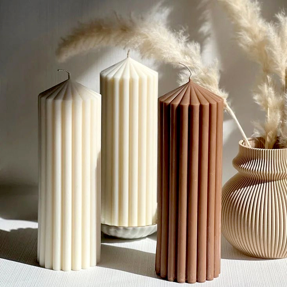 

Nordic Style Cylindrical Acrylic Candle Mold DIY Handmade Geometric Thick Rack Spire Aromatherapy Candle Molds Home Table Decor