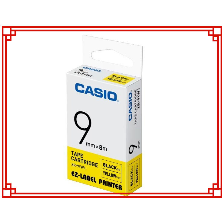 

Casio XR-9 mm YELLOW — Label Tape 9 mm X 8 m, dengan Cetak Hitam, Untuk Semua Mesin Label Casio